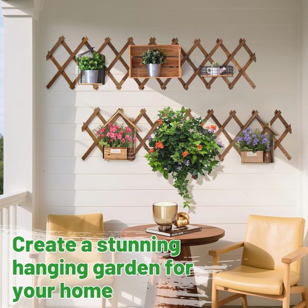 2Pcs 13x78 Expandable Wood Wall Trellis for Climbing Plants Outdoor/Indoor | Thick Wood, Decorative Lattice Panels for Outside, Inside, Balcony Patio Garden, Ideal for Ivy, Vines, Clematis, Roses