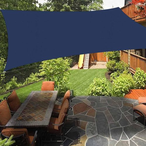 Navy Blue Sun Shade Sail 8'x10' Rectangle Outdoor Shade Canopy, Modern Pure Navy Blue Porch Shades Outdoor Sun Blocking Screen, Sunshade Cloth Covers for Patio/Deck/Garden