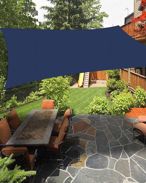 Navy Blue Sun Shade Sail 8'x10' Rectangle Outdoor Shade Canopy, Modern Pure Navy Blue Porch Shades Outdoor Sun Blocking Screen, Sunshade Cloth Covers for Patio/Deck/Garden