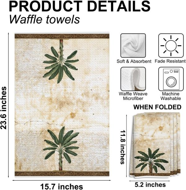4 Pcs Tropical Coconut Palm Tree Kitchen Towels, Summer Beach Dish Tea Towels for Kitchen, Tropical Decor Hand Towel for Bathroom, Gifts for Women Friend Sister Coworker Birthday Christmas