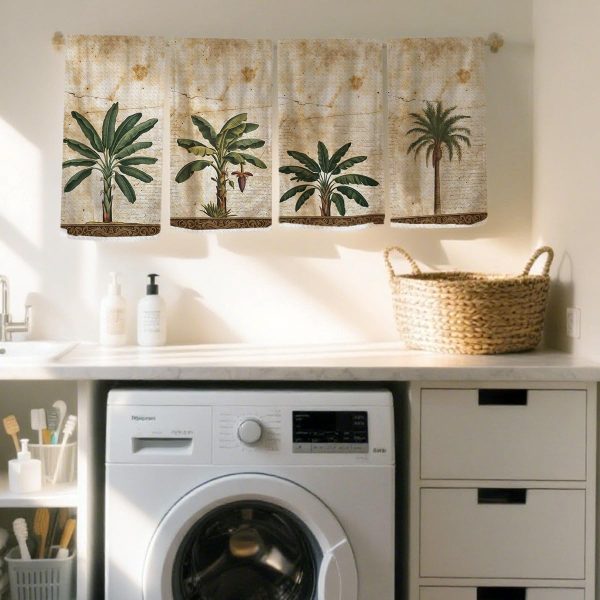 4 Pcs Tropical Coconut Palm Tree Kitchen Towels, Summer Beach Dish Tea Towels for Kitchen, Tropical Decor Hand Towel for Bathroom, Gifts for Women Friend Sister Coworker Birthday Christmas