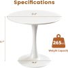 WF1386MAX_3 Round Dining Tulip Table for 4, Mid-Century Modern Table with Sturdy Metal Pedestal for Kitchen, Bistro, Cafe, Leisure (White, 31.5 INCH)