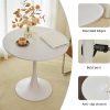 WF1386MAX_4 Round Dining Tulip Table for 4, Mid-Century Modern Table with Sturdy Metal Pedestal for Kitchen, Bistro, Cafe, Leisure (White, 31.5 INCH)