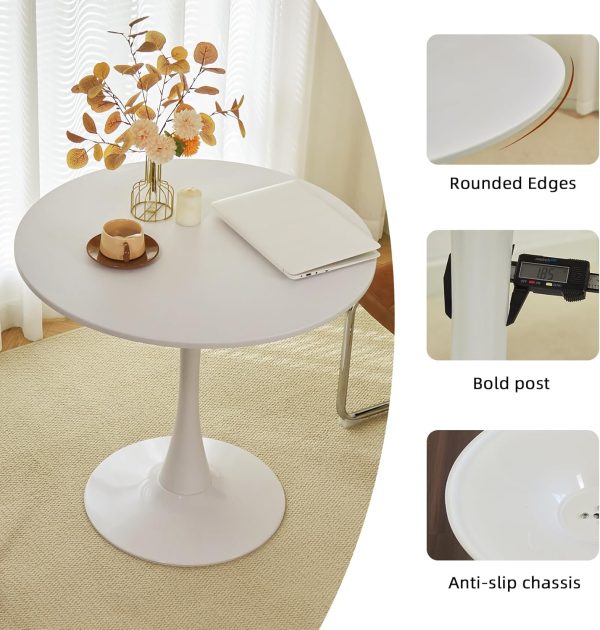 WF1386MAX_4 Round Dining Tulip Table for 4, Mid-Century Modern Table with Sturdy Metal Pedestal for Kitchen, Bistro, Cafe, Leisure (White, 31.5 INCH)