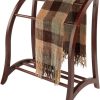 Pemberly Row Solid Wood Blanket Rack, Antique Walnut Finish, 36 in x 30 in x 20 in, Transitional Style Organizer for Throws, Quilts, or Towels, Bedroom, Bathroom, Craft Room Display Stand