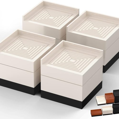 Furniture Risers, Tclouda Bed/Sofa/Desk/Table/Chair Leg/Fridge Lifts to 1.5, 3 and 4 in, Square Adjustable Risers Blocks for Extenders, Heavy Duty Supports Up to 1300 Lbs, 3 in-Apricot-Square