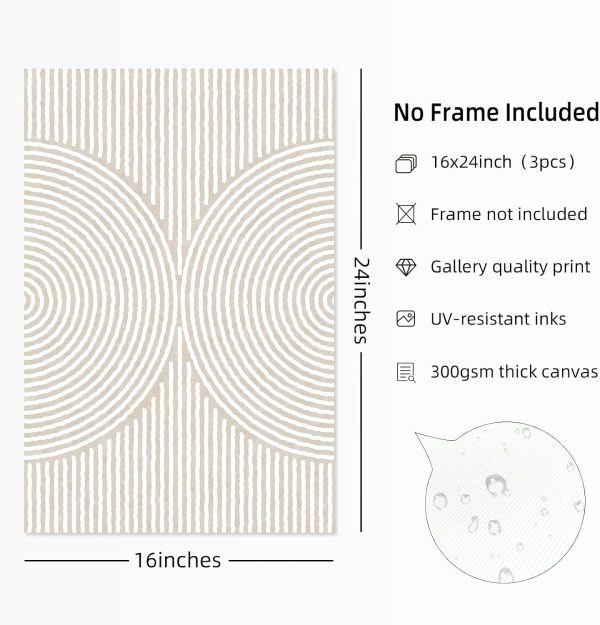 Modern Abstract Pictures Wall Art Boho Neutral Canvas Wall Art Minimalist Wall Decor Black Brown Artwork Abstract Modern Painting Prints for Living Room Bedroom 16x24 Inch Set of 3 (UNFRAMED)