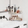 WF2735MAX_3 Asayuee 2-Tier Corner Bathroom Counter Organizer with Top Toothbrush Holders,Large Makeup Organizer Countertop with Brush Holder,Skincare Organizers Corner,Exquisite Vanity Organizer(Clear, 2 Tier)