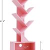 SUNMORY 6 Tier Tree Bookshelf, Tall Small Bookcase with Storage Cabinet | Modern Narrow Bookshelves Organizer, Floor Standing Book Case Shelf for Bedroom Living Room Home Office Corner, Pink