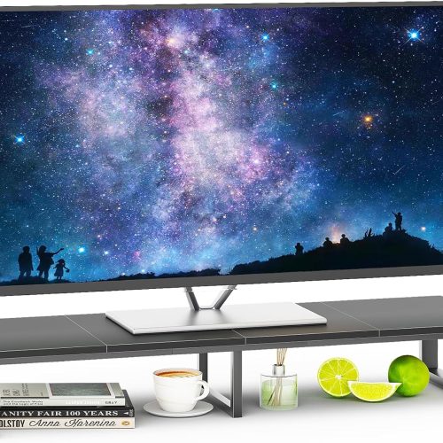 aboxoo 45" TV Riser for 32-60 inch TV, TV Riser Stand Shelf, Tabletop TV Stand Riser, Computer Monitor Table for Home Living Room, Study Office (Black)