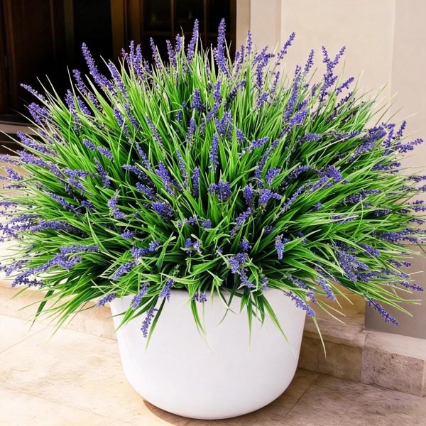 WF3086MAX_1 Ivydale 20PCS Artificial Plants Fake Flowers Monkey Grass for Outdoors,UV Resistant Realistic Purple Faux Greenery Shrubs Outside Decor for Home Garland Porch Patio Balcony Planter Yard Office Pathway