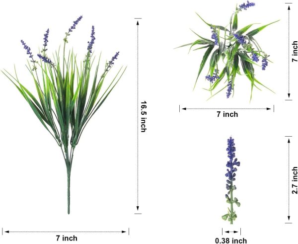 WF3086MAX_3 Ivydale 20PCS Artificial Plants Fake Flowers Monkey Grass for Outdoors,UV Resistant Realistic Purple Faux Greenery Shrubs Outside Decor for Home Garland Porch Patio Balcony Planter Yard Office Pathway