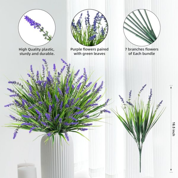 WF3086MAX_4 Ivydale 20PCS Artificial Plants Fake Flowers Monkey Grass for Outdoors,UV Resistant Realistic Purple Faux Greenery Shrubs Outside Decor for Home Garland Porch Patio Balcony Planter Yard Office Pathway