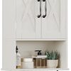 ChooChoo Small Medicine Cabinet with Towel Bar, Hanging Storage, 3 Hooks | Farmhouse Bathroom Wall Cabinet, Over The Toilet Storage Cabinet, Adjustable Shelf, 7 x 15 x 22 Inches, White