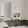 ChooChoo Small Medicine Cabinet with Towel Bar, Hanging Storage, 3 Hooks | Farmhouse Bathroom Wall Cabinet, Over The Toilet Storage Cabinet, Adjustable Shelf, 7 x 15 x 22 Inches, White