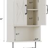 ChooChoo Small Medicine Cabinet with Towel Bar, Hanging Storage, 3 Hooks | Farmhouse Bathroom Wall Cabinet, Over The Toilet Storage Cabinet, Adjustable Shelf, 7 x 15 x 22 Inches, White