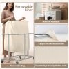 Hodonas Rolling Laundry Hamper 2-Section, Beige, 31.5"Lx15.75W"x30.7"H | 230L(61Gal) Storage Capacity, with Metal Structure, Removable Liner, and Silent Casters, Sturdy Clothes Hamper for Home