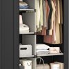 Calmootey Portable Closet Organizer, Space-Saving Storage System for Home | Sturdy Rod for Coats, 6 Shelves for Folded Clothes, 4 Side Pockets for Small Items, Non-Woven Dustproof Cover, Black