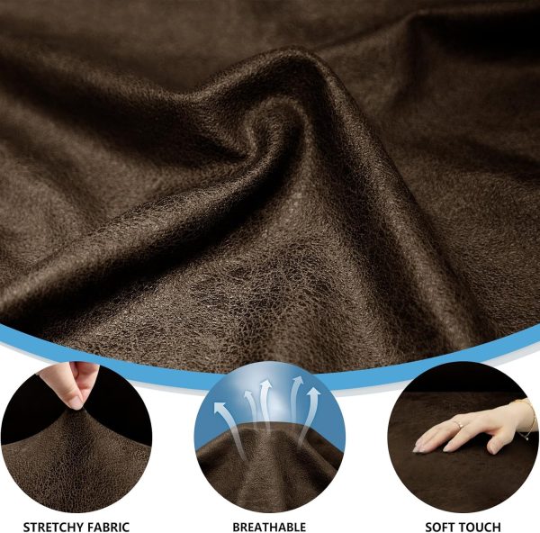 Couch Cover Leather Look 3 Seater Couch Sofa Cover 1-Piece Sofa Slipcover Stretch Furniture Protector with Elastic Bottom & Pockets(Sofa, Coffee)