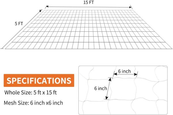 WF4244MAX_4 Tcamp Heavy-Duty Polyester Plant Trellis Netting 5 x 15ft (1 Pack)