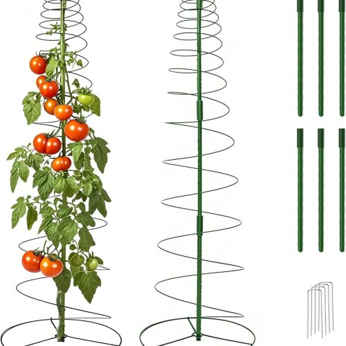 2 Pcs Tomato Cage Garden 53.6" Tall Metal Plant Cage Support Stretchable with Poles Stake Tomato Tower Garden Trellis for Vegetables Bean Climbing Plants Outdoor