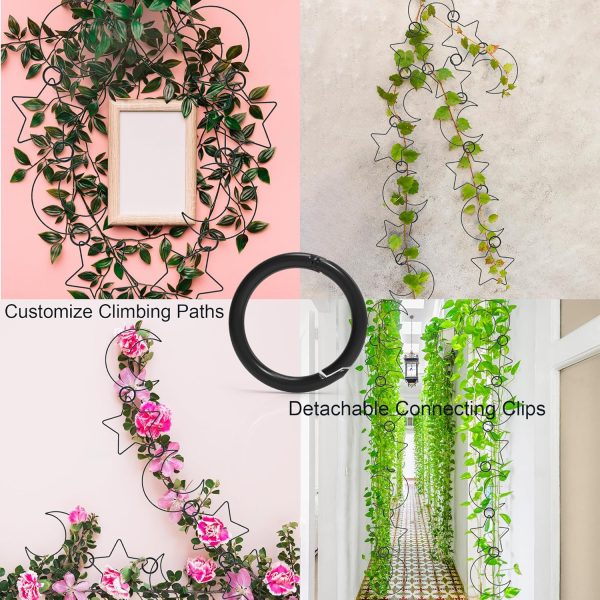 20 Pcs Chain Trellis for Climbing Plants, Plant Trellis Indoor and Outdoor, Garden Wall Trellis, Vine Support Plant Accessories for Monstera, Pothos, Ivy, Climbing Plants (Black Moon and Star)