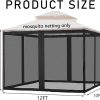 WF4484MAX_2 10' x 12' Gazebo Universal Replacement Mosquito Netting,Black Outdoor Canopy Net Screen 4-Panel Sidewall Curtain, with Zippers,Mosquito Netting(Only)