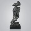 WF4863MAX_1 fazhongfa Thinker Statue - Silence is Gold Modern Decor Creative Abstract Art Figurine Resin Sculptures Decoration Room Home Study Office Figurines for Desktop Shelf Table Ornament (Silver)