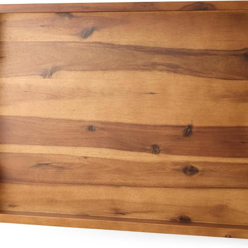 TIDITA 20 x 14 Inch Large Ottoman Tray for Living Room – Large Wooden Tray for Ottoman , Decorative Serving Tray with Handles, for Coffee Table, Kitchen Counter & Home Decor