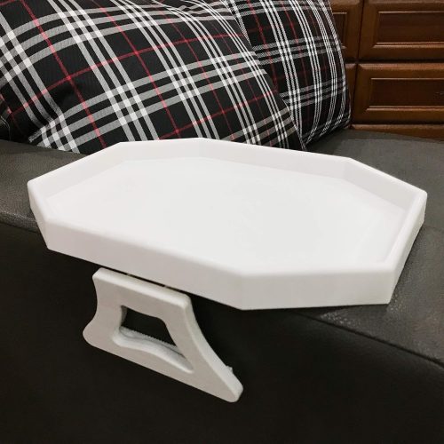 WF5276MAX_1 Clip-On Side Table for Sofa Armrest, Couch Tray with Cup Holder(White)