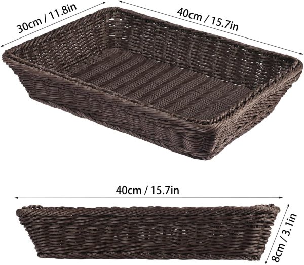4 PCS 16x12 Inch Wicker Bread Basket, Woven Serving Basket, Tabletop Food Serving Basket for Restaurant, Bakery, Family Party, Hotel, Fruits, Vegetables and Snacks, Coffee