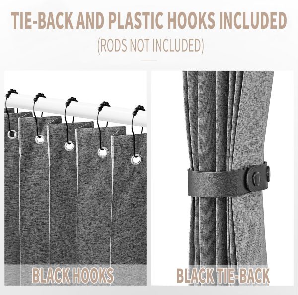 WF5642MAX_3 Vatge Closet Curtain for Open Closet, Pleated Folding Curtains for Doorway, Privacy Room Divider for Separation,1 Panel with Tieback, W39 x L78, Grey