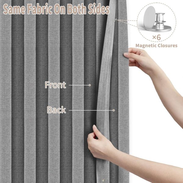 WF5642MAX_4 Vatge Closet Curtain for Open Closet, Pleated Folding Curtains for Doorway, Privacy Room Divider for Separation,1 Panel with Tieback, W39 x L78, Grey