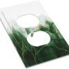 WF5670MAX_3 Boho Green Marble Ombre Gold Plant Lines 1 Gang Duplex Outlet Covers Decorative Single Receptacle Light Switch Cover Plate Modern Art Electrical Wall Plate Covers for Farmhouse Bathroom Decor