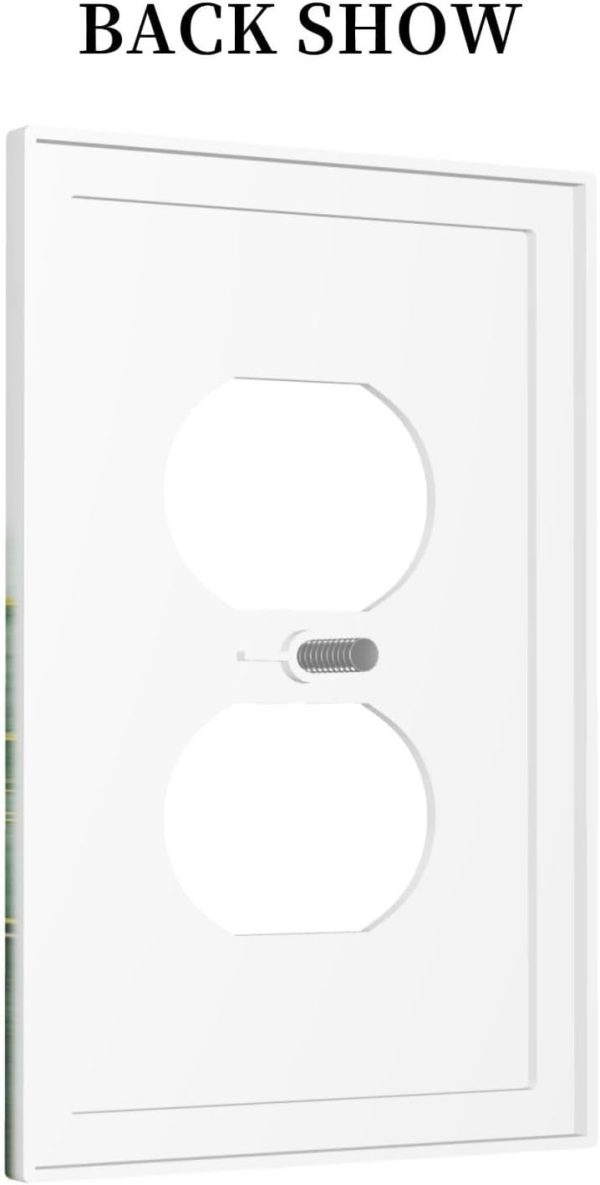 WF5670MAX_4 Boho Green Marble Ombre Gold Plant Lines 1 Gang Duplex Outlet Covers Decorative Single Receptacle Light Switch Cover Plate Modern Art Electrical Wall Plate Covers for Farmhouse Bathroom Decor