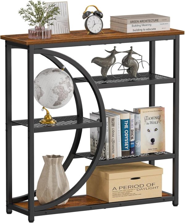 WF5679MAX_1 Snughome Entryway Table, Narrow Console Table, Industrial Sofa Table with 5 Tier Storage Shelves, Entrance Table for Hallway, Behind The Couch, Living Room, Foyer