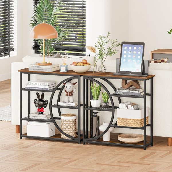 WF5679MAX_2 Snughome Entryway Table, Narrow Console Table, Industrial Sofa Table with 5 Tier Storage Shelves, Entrance Table for Hallway, Behind The Couch, Living Room, Foyer