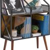 EYOCAL Vinyl Record Storage Holder Rack,250 LP Wooden Record Display Table for Albums Books Magazines Files for Living Room Bedroom Patent Pending