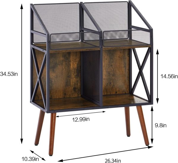EYOCAL Vinyl Record Storage Holder Rack,250 LP Wooden Record Display Table for Albums Books Magazines Files for Living Room Bedroom Patent Pending
