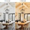 WF5952MAX_4 4 Light Chandelier, Industrial Ceiling Light Black Lantern Light Fixtures with Farmhouse Metal Cage Adjustable Height Rustic Geometric Hanging Light E12 Base for Kitchen Island, Entryway, Indoor