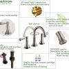 Bathroom Faucet for 3 Hole Brushed Nickel with Pop-Up Drain | 2-Handle Modern Widespread Bathroom Sink Faucet, Vanity Lavatory Faucet with 360° Swivel Stainless Steel Spout, TAF830Y-BN
