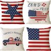 YeeJu Set of 4 Patriotic Throw Pillow Covers 18x18 4th of July Pillow Covers American Flag Fourth of July Memorial Day Independence Day Red White Blue Veteran Pillow Cases for Home Outdoor Decoration