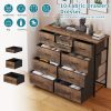LUMTOK 10 Drawers Dresser with Fabric Bins for Bedroom,Closets，Rustic Brown | Fabric Storage Tower with wooden top,Chest of Drawers with Steel Frame for Clothing storage，for Living Room,Hallway, Closet