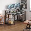 WF7376MAX_2 VERMESS Computer Desk- 48 Inch Home Office Desk with Keyboard Tray, 47" Gaming Desk with Full Monitor Stand & Storage Shelves & CPU Stand, Modern Study Writing Table with Shelf for Storage, Gray Oak