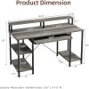 WF7376MAX_3 VERMESS Computer Desk- 48 Inch Home Office Desk with Keyboard Tray, 47" Gaming Desk with Full Monitor Stand & Storage Shelves & CPU Stand, Modern Study Writing Table with Shelf for Storage, Gray Oak
