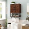 RUSTOWN Farmhouse Medicine Cabinet with 2 Barn Door & Towel Bar Rack | Boho Wood Wall Mounted Storage Cabinet with Adjustable Shelf, 3-Tier Above Toilet Cabinet for Bathroom, Laundry, Living Room