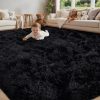 8x10 Area Rug for Living Room,Black Fluffy Shag Non-Slip Bedroom Rugs | Ultra Soft Large Fuzzy Plush Indoor Carpet，Washable Rugs for Bedroom Kids Nursery Office Dorm Modern Decor