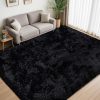 8x10 Area Rug for Living Room,Black Fluffy Shag Non-Slip Bedroom Rugs | Ultra Soft Large Fuzzy Plush Indoor Carpet，Washable Rugs for Bedroom Kids Nursery Office Dorm Modern Decor
