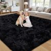 8x10 Area Rug for Living Room,Black Fluffy Shag Non-Slip Bedroom Rugs | Ultra Soft Large Fuzzy Plush Indoor Carpet，Washable Rugs for Bedroom Kids Nursery Office Dorm Modern Decor
