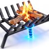 AMAGABELI GARDEN & HOME Fireplace Grate 30 inch Fire Pit Grate Fire Place Log Holder Wrought Iron Heavy Duty Solid Steel Indoor Outdoor Camping Hearth Firepit Firewood Wood Burning Rack Stove